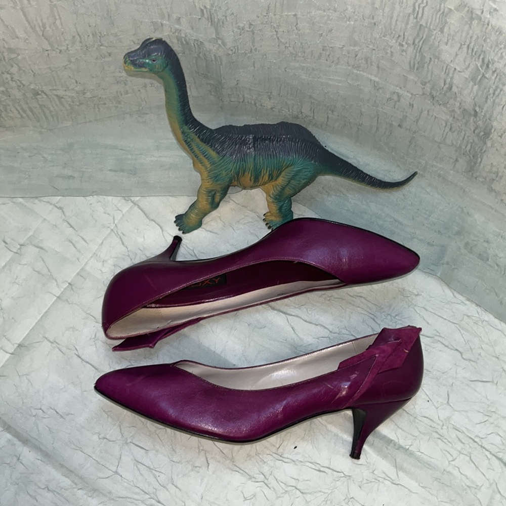 Proxy Michael G Abrams Co Purple Leather Vintage Heels | 7.5 B - Picture 6 of 16